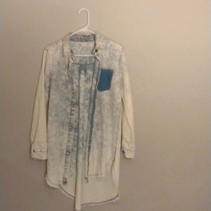 Bleached Blue Jean shirt size L w/ long sleeves